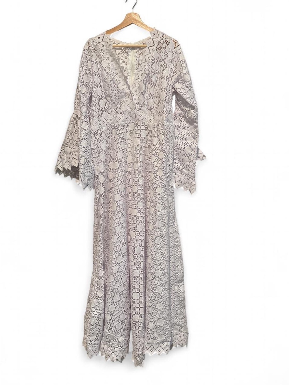 White Lace Long Sleeve Dress Size L-XL (sheer-No inner lining)